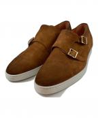 Santoniサントーニ）の古着「ダブルモンクストラップスウェードスニーカー」｜ブラウン