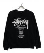 stussyステューシー）の古着「WORLD TOUR  スウエット」｜ブラック