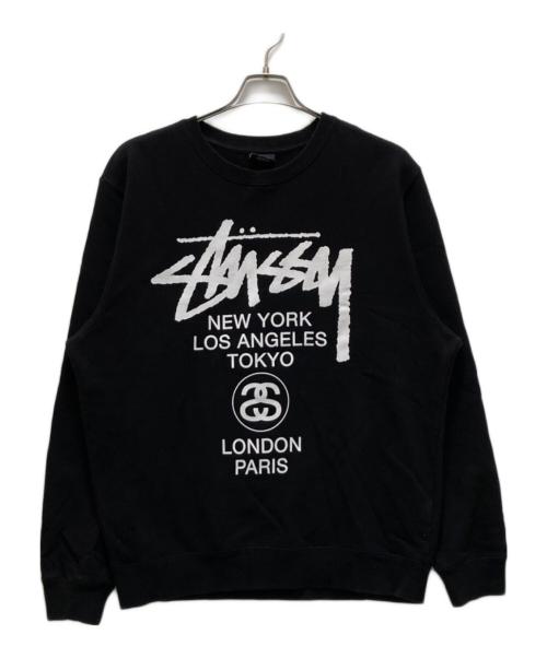 stussy（ステューシー）stussy (ステューシー) WORLD TOUR  スウエット ブラック サイズ:Mの古着・服飾アイテム