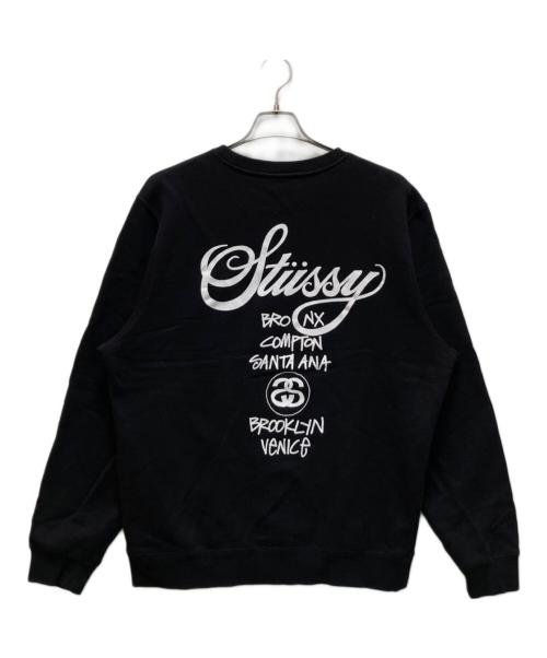 stussy（ステューシー）stussy (ステューシー) WORLD TOUR  スウエット ブラック サイズ:Mの古着・服飾アイテム