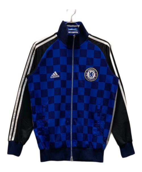 adidas（アディダス）adidas (アディダス) チェックトラックジャケット ブルー サイズ:XOの古着・服飾アイテム