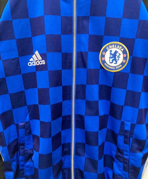 adidas（アディダス）adidas (アディダス) チェックトラックジャケット ブルー サイズ:XOの古着・服飾アイテム