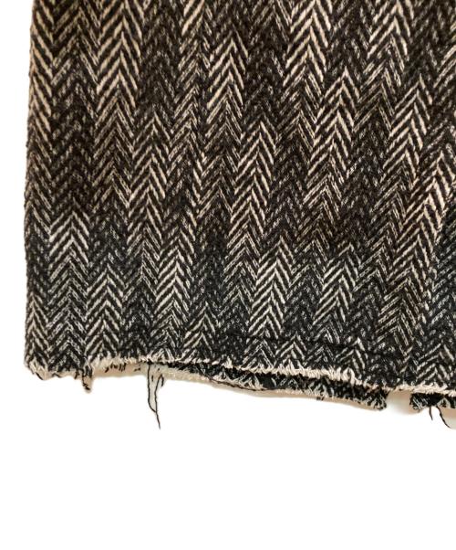 DIESEL（ディーゼル）DIESEL (ディーゼル) ヘリンボーンフリンジチェスターコート ブラック×ホワイト サイズ:46の古着・服飾アイテム