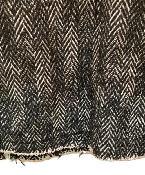 DIESEL（ディーゼル）DIESEL (ディーゼル) ヘリンボーンフリンジチェスターコート ブラック×ホワイト サイズ:46の古着・服飾アイテム