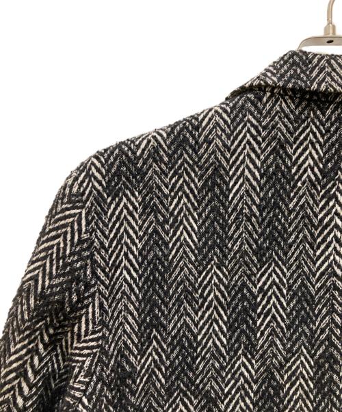DIESEL（ディーゼル）DIESEL (ディーゼル) ヘリンボーンフリンジチェスターコート ブラック×ホワイト サイズ:46の古着・服飾アイテム