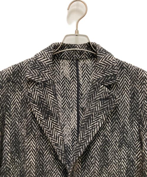 DIESEL（ディーゼル）DIESEL (ディーゼル) ヘリンボーンフリンジチェスターコート ブラック×ホワイト サイズ:46の古着・服飾アイテム