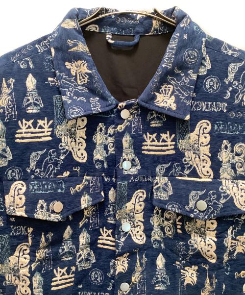 LAZY GOD（レイジーゴッド）LAZY GOD (レイジーゴッド) 総柄ジャケット. ブルー サイズ:Freeの古着・服飾アイテム