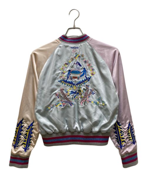 DIESEL（ディーゼル）DIESEL (ディーゼル) スネーク刺繍デザインスカジャン ピンク サイズ:XSの古着・服飾アイテム