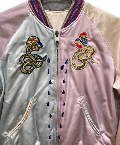 DIESEL（ディーゼル）DIESEL (ディーゼル) スネーク刺繍デザインスカジャン ピンク サイズ:XSの古着・服飾アイテム