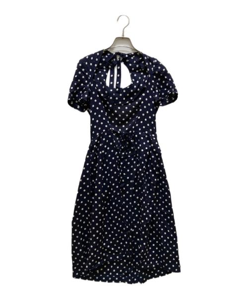 COMME des GARCONS COMME des GARCONS（コムデギャルソン コムデギャルソン）COMME des GARCONS COMME des GARCONS (コムデギャルソン コムデギャルソン) Aライン ドット柄 マキシ エプロン ロングワンピース ネイビー×ホワイト サイズ:XSの古着・服飾アイテム