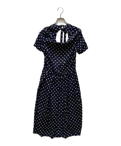 COMME des GARCONS COMME des GARCONS（コムデギャルソン コムデギャルソン）COMME des GARCONS COMME des GARCONS (コムデギャルソン コムデギャルソン) Aライン ドット柄 マキシ エプロン ロングワンピース ネイビー×ホワイト サイズ:XSの古着・服飾アイテム