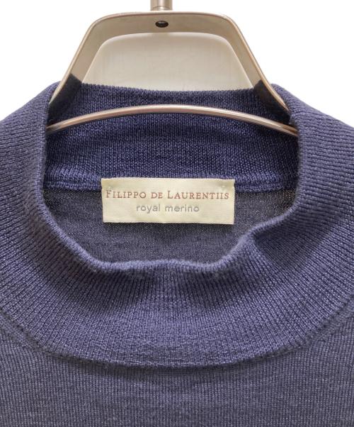FILIPPO DE LAURENTIIS（フィリッポ・デ・ローレンティス）FILIPPO DE LAURENTIIS (フィリッポ・デ・ローレンティス) モックネックロイヤルメリノウールニット ネイビー サイズ:52の古着・服飾アイテム