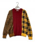 MISTERGENTLEMANミスタージェントルマン）の古着「MIX PATTERN KNIT ミックスパターンニット ニット MGR-KN17」｜レッド