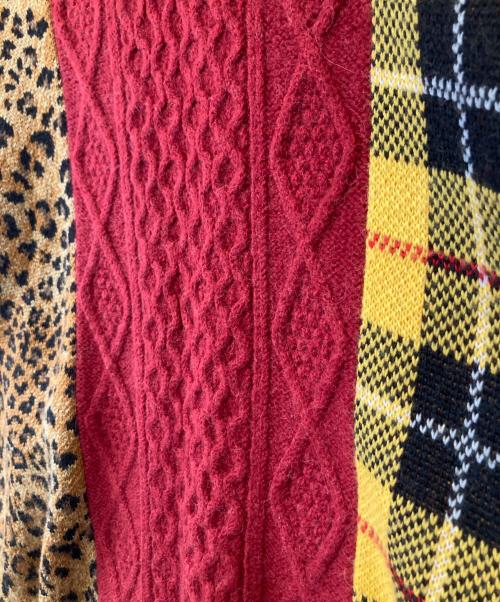 MISTERGENTLEMAN（ミスタージェントルマン）MISTERGENTLEMAN (ミスタージェントルマン) MIX PATTERN KNIT ミックスパターンニット ニット MGR-KN17 レッド サイズ:Mの古着・服飾アイテム