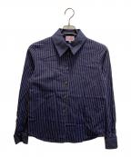 Vivienne Westwood RED LABELヴィヴィアンウエストウッドレッドレーベル）の古着「襟付け替えオーブ刺繍ストライプシャツ」｜ネイビー