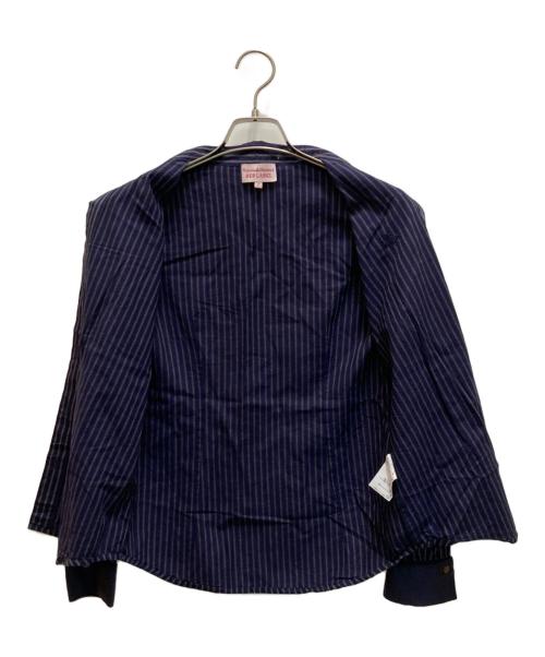 Vivienne Westwood RED LABEL（ヴィヴィアンウエストウッドレッドレーベル）Vivienne Westwood RED LABEL (ヴィヴィアンウエストウッドレッドレーベル) 襟付け替えオーブ刺繍ストライプシャツ ネイビー サイズ:2の古着・服飾アイテム