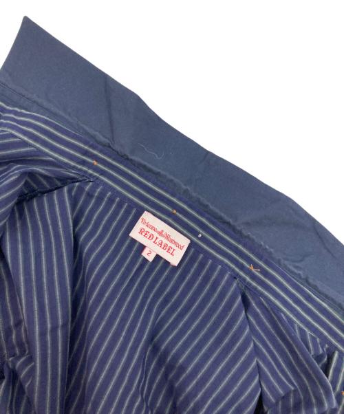 Vivienne Westwood RED LABEL（ヴィヴィアンウエストウッドレッドレーベル）Vivienne Westwood RED LABEL (ヴィヴィアンウエストウッドレッドレーベル) 襟付け替えオーブ刺繍ストライプシャツ ネイビー サイズ:2の古着・服飾アイテム