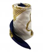 HERMESエルメス）の古着「シルクスカーフ」｜ホワイト×ネイビー