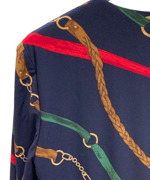 LAUREN RALPH LAUREN（ローレンラルフローレン）LAUREN RALPH LAUREN (ローレンラルフローレン) チェーン柄カシュクールワンピース ネイビー サイズ:00の古着・服飾アイテム