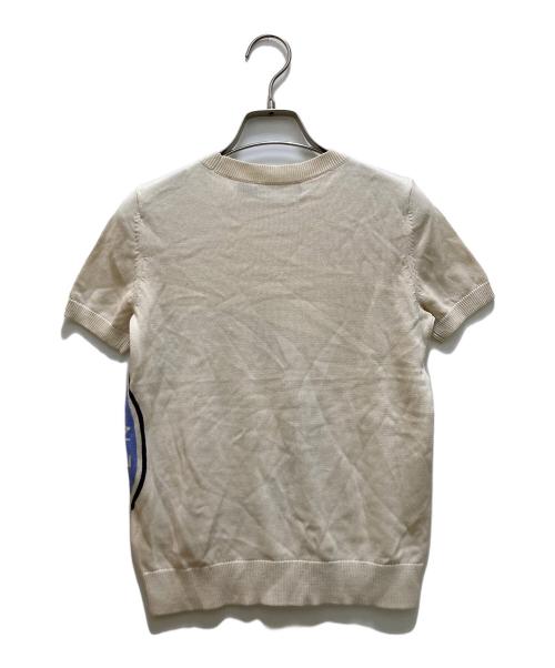 LAUREN RALPH LAUREN（ローレンラルフローレン）LAUREN RALPH LAUREN (ローレンラルフローレン) ビッグロゴ半袖ニット ベージュ サイズ:xsの古着・服飾アイテム
