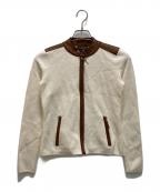 LAUREN RALPH LAURENローレンラルフローレン）の古着「コットンブレンドジップアップモトジャケット」｜ホワイト