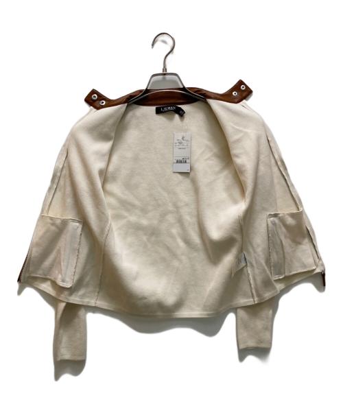 LAUREN RALPH LAUREN（ローレンラルフローレン）LAUREN RALPH LAUREN (ローレンラルフローレン) コットンブレンドジップアップモトジャケット ホワイト サイズ:ＸＳの古着・服飾アイテム
