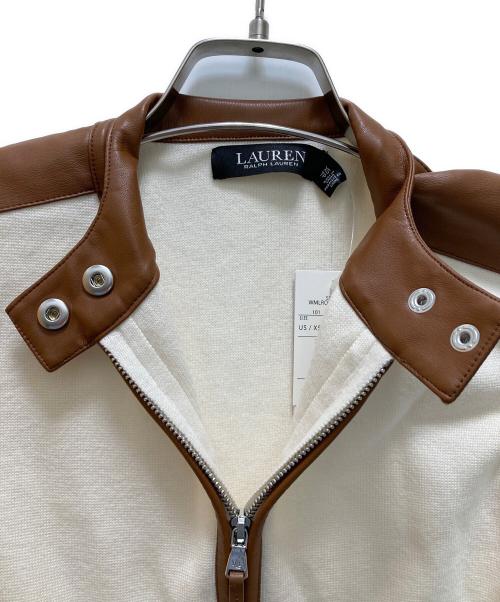 LAUREN RALPH LAUREN（ローレンラルフローレン）LAUREN RALPH LAUREN (ローレンラルフローレン) コットンブレンドジップアップモトジャケット ホワイト サイズ:ＸＳの古着・服飾アイテム