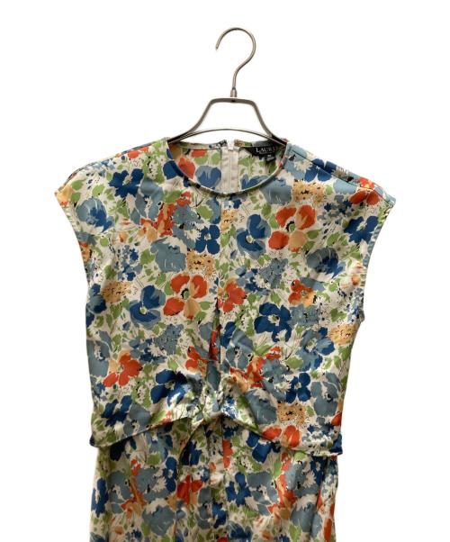 LAUREN RALPH LAUREN（ローレンラルフローレン）LAUREN RALPH LAUREN (ローレンラルフローレン) 花柄ノースリーブワンピース グリーン サイズ:00の古着・服飾アイテム