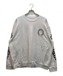 CHROME HEARTS（クロムハーツ）の古着「アームフローラルクロス ホースシュー プリント クルーネックスウェット」｜ホワイト