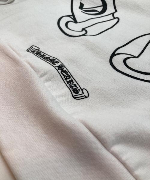 CHROME HEARTS（クロムハーツ）CHROME HEARTS (クロムハーツ) アームフローラルクロス ホースシュー プリント クルーネックスウェット ホワイト サイズ:XLの古着・服飾アイテム