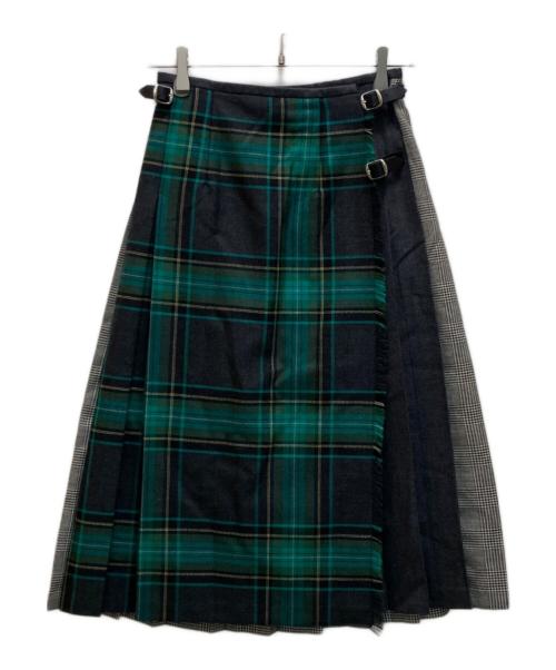 O'NEIL OF DUBLIN（オニールオブダブリン）O'NEIL OF DUBLIN (オニールオブダブリン) allureville (アルアバイル) 別注キルトラップチェックスカート グレー サイズ:36の古着・服飾アイテム