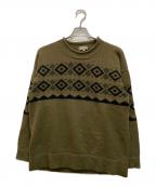 MARGARET HOWELLマーガレットハウエル）の古着「ノルディックロールネックニット」｜カーキ×ブラック