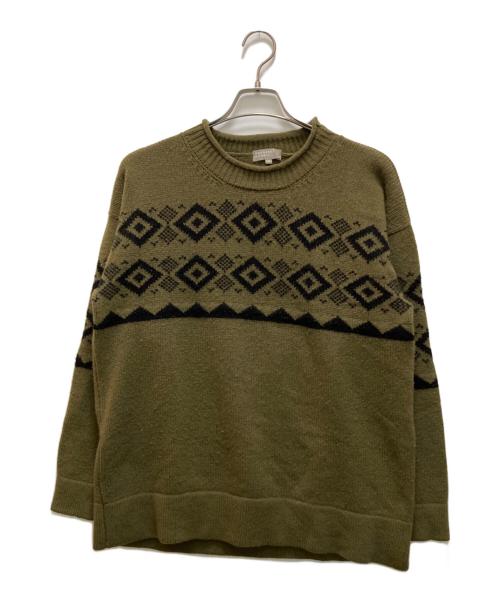 MARGARET HOWELL（マーガレットハウエル）MARGARET HOWELL (マーガレットハウエル) ノルディックロールネックニット カーキ×ブラック サイズ:Mの古着・服飾アイテム