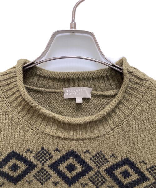 MARGARET HOWELL（マーガレットハウエル）MARGARET HOWELL (マーガレットハウエル) ノルディックロールネックニット カーキ×ブラック サイズ:Mの古着・服飾アイテム