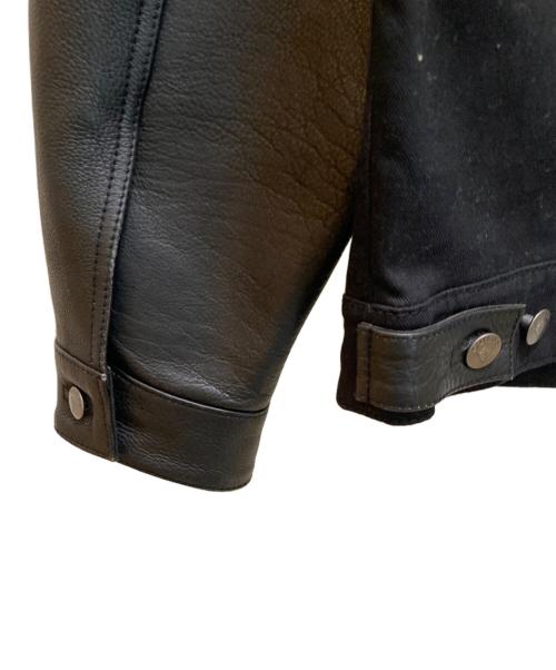 GUESS JEANS（ゲス ジーンズ）GUESS JEANS (ゲス ジーンズ) レザー切替ジャケット ブラック サイズ:L/G　US LXAの古着・服飾アイテム