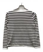 IENAイエナ）の古着「SEATTLE度詰めボーダーボートネックニット」｜ホワイト