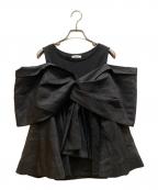 FRAY IDフレイ アイディー）の古着「カットコンビペプラムトップス」｜ブラック