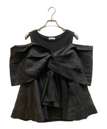 FRAY ID（フレイ アイディー）の古着「カットコンビペプラムトップス」｜ブラック