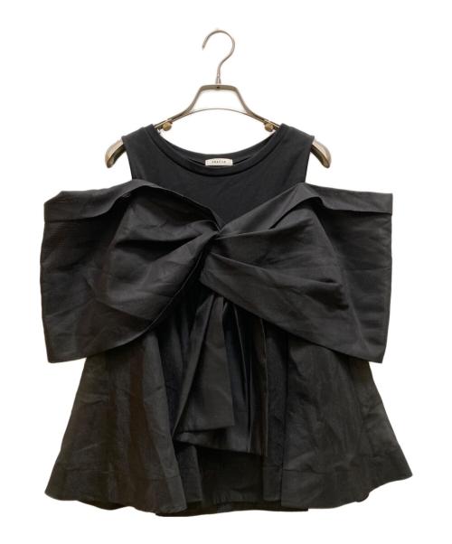 FRAY ID（フレイ アイディー）FRAY ID (フレイ アイディー) カットコンビペプラムトップス ブラック サイズ:不明の古着・服飾アイテム