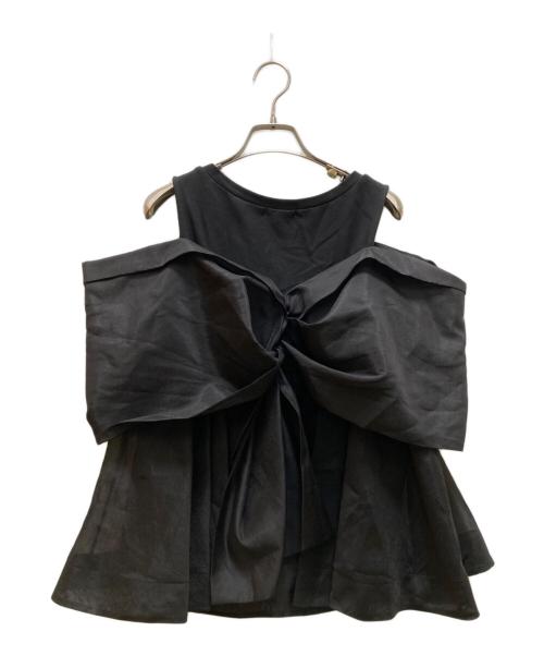 FRAY ID（フレイ アイディー）FRAY ID (フレイ アイディー) カットコンビペプラムトップス ブラック サイズ:不明の古着・服飾アイテム