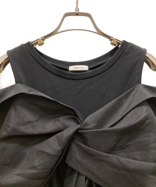 FRAY ID（フレイ アイディー）FRAY ID (フレイ アイディー) カットコンビペプラムトップス ブラック サイズ:不明の古着・服飾アイテム