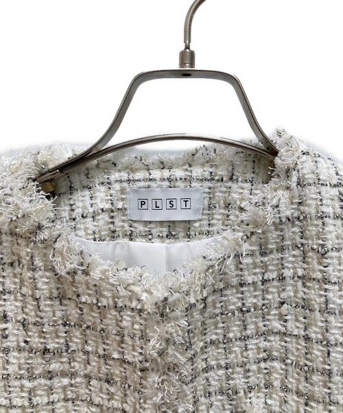 PLST（プラステ）PLST (プラステ) ツイードミドルジャケット ホワイト サイズ:Sの古着・服飾アイテム