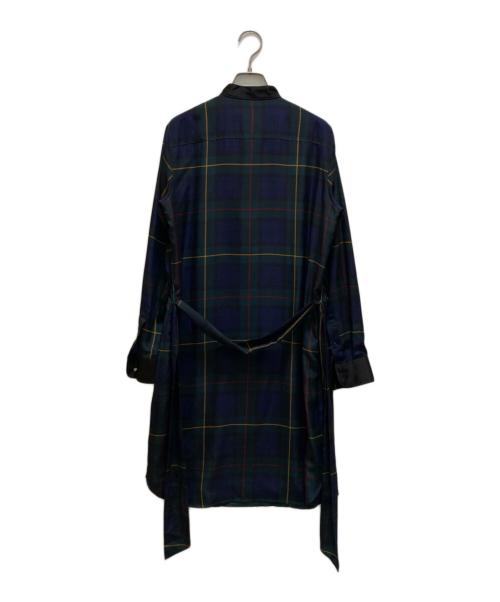 LAUREN RALPH LAUREN（ローレンラルフローレン）LAUREN RALPH LAUREN (ローレンラルフローレン) ブラックウォッチ バンドカラーブラウスワンピース グリーン×ブルーの古着・服飾アイテム