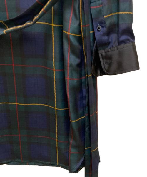 LAUREN RALPH LAUREN（ローレンラルフローレン）LAUREN RALPH LAUREN (ローレンラルフローレン) ブラックウォッチ バンドカラーブラウスワンピース グリーン×ブルーの古着・服飾アイテム