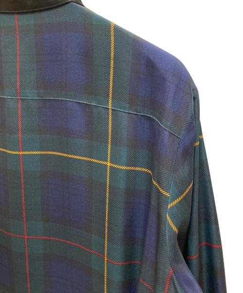 LAUREN RALPH LAUREN（ローレンラルフローレン）LAUREN RALPH LAUREN (ローレンラルフローレン) ブラックウォッチ バンドカラーブラウスワンピース グリーン×ブルーの古着・服飾アイテム