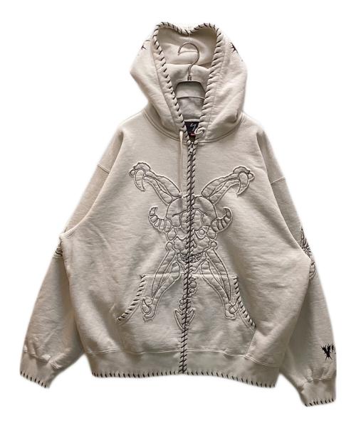 Y's（ワイズ）Y's (ワイズ) SUPREME (シュプリーム) コラボスカルデザインジップアップフーディー ベージュ サイズ:L(04)の古着・服飾アイテム