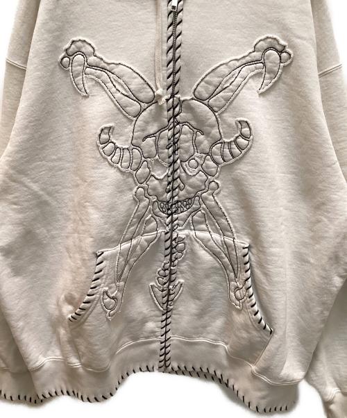 Y's（ワイズ）Y's (ワイズ) SUPREME (シュプリーム) コラボスカルデザインジップアップフーディー ベージュ サイズ:L(04)の古着・服飾アイテム