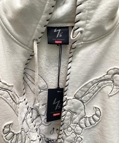 Y's（ワイズ）Y's (ワイズ) SUPREME (シュプリーム) コラボスカルデザインジップアップフーディー ベージュ サイズ:L(04)の古着・服飾アイテム