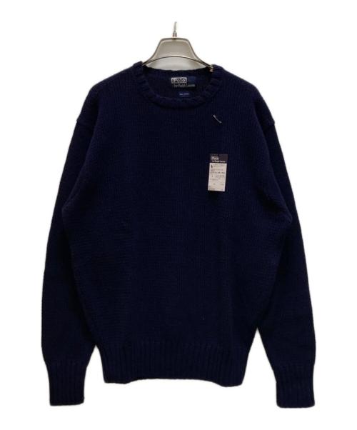 POLO RALPH LAUREN（ポロ・ラルフローレン）POLO RALPH LAUREN (ポロ・ラルフローレン) クルーネックコットンニット ネイビー サイズ:Mの古着・服飾アイテム
