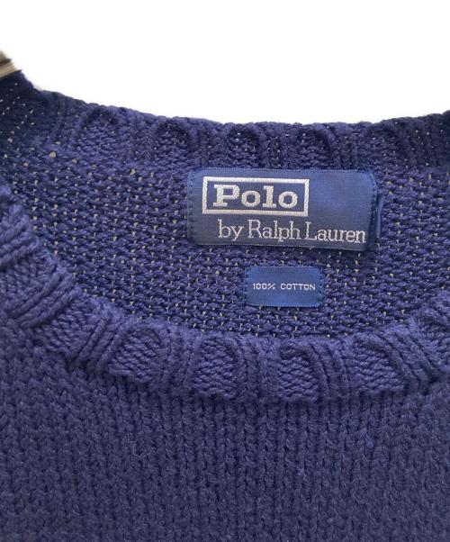 POLO RALPH LAUREN（ポロ・ラルフローレン）POLO RALPH LAUREN (ポロ・ラルフローレン) クルーネックコットンニット ネイビー サイズ:Mの古着・服飾アイテム